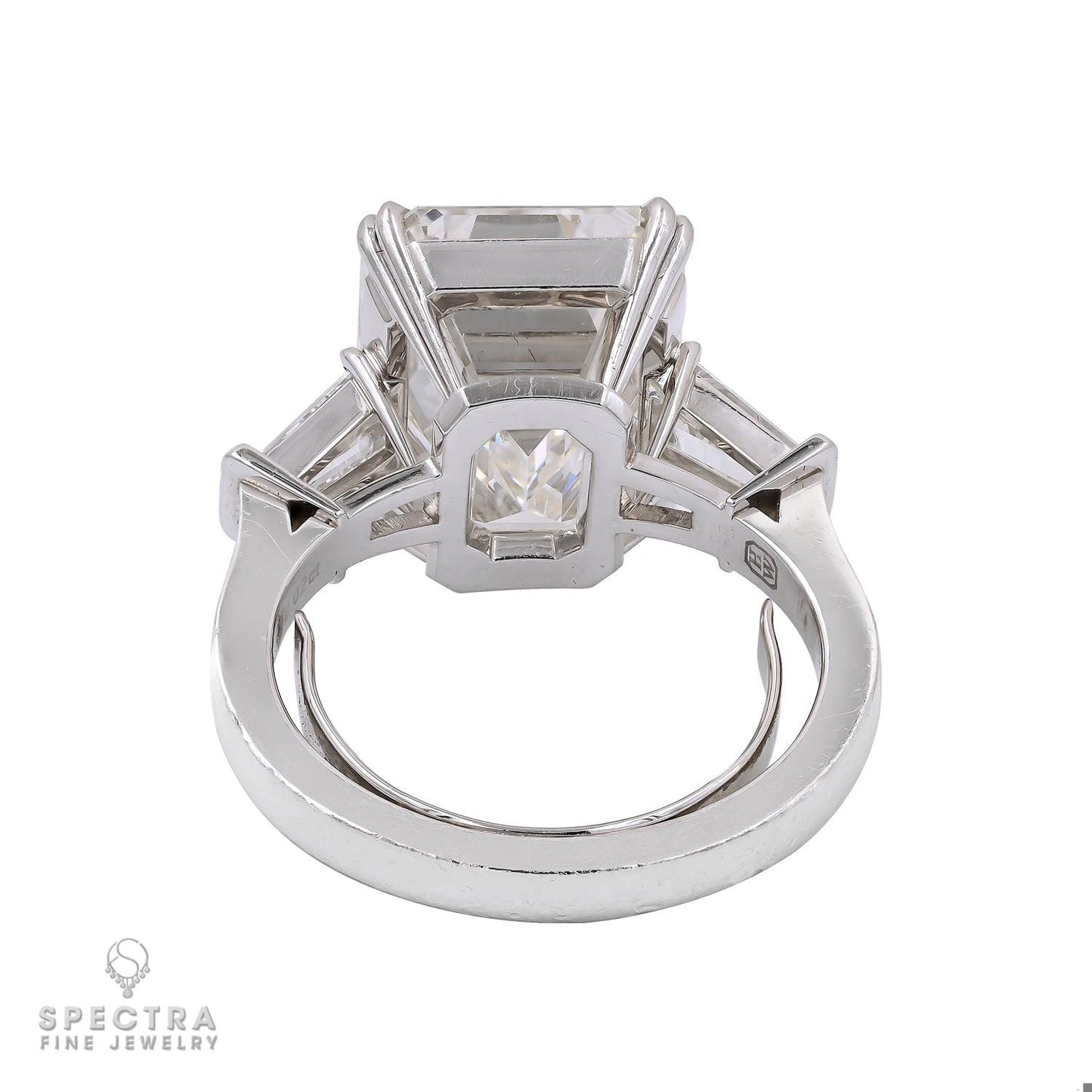 10.02ct Emerald Cut Diamond Three Stone Ring in Platinum