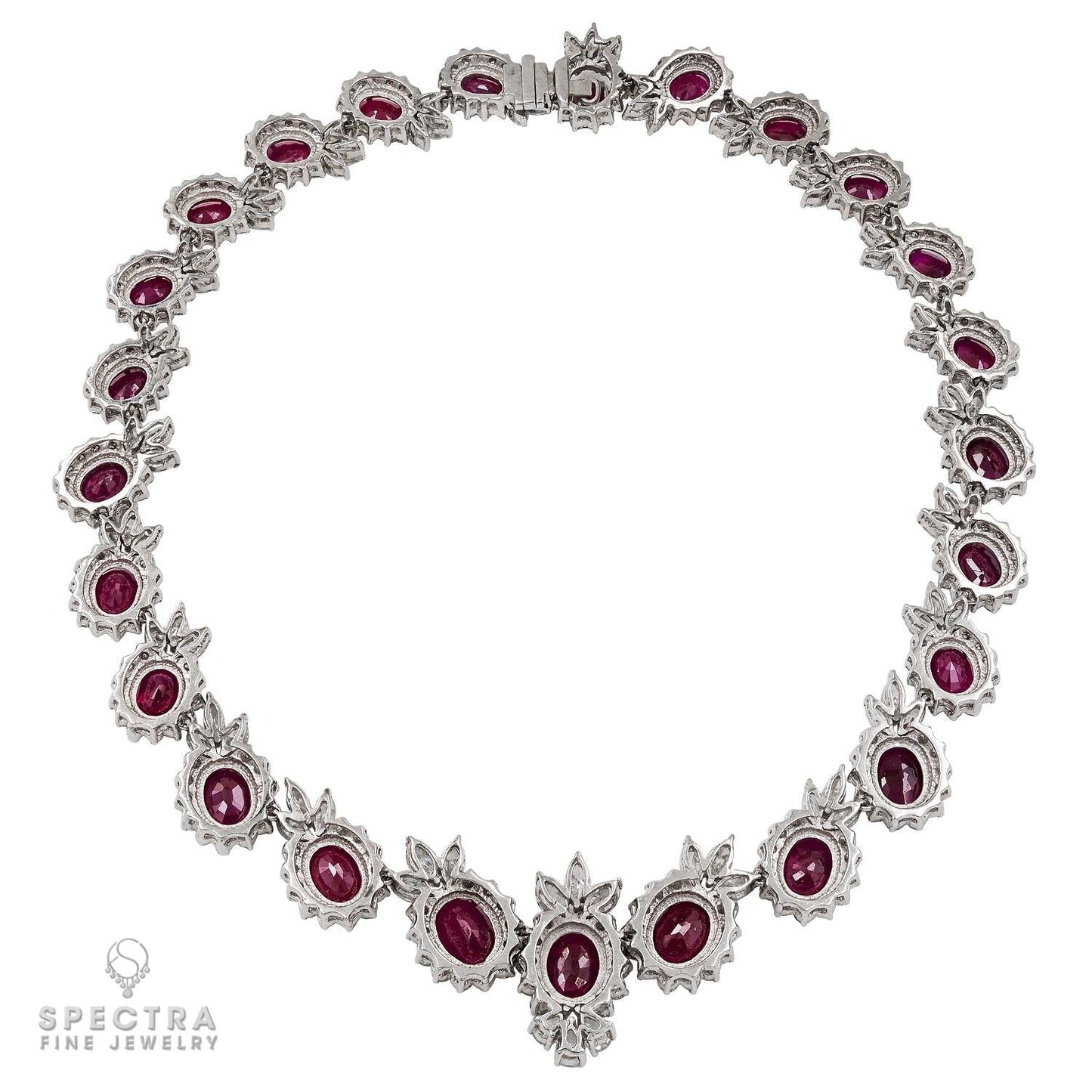 110 cts. Oval Ruby Diamond Gold Necklace
