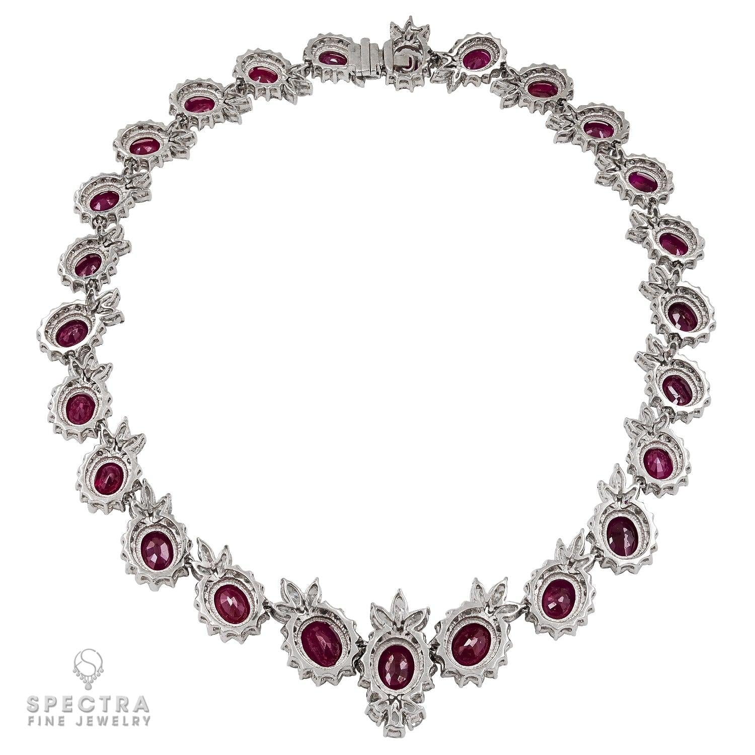 110 cts. Oval Ruby Diamond Gold Necklace
