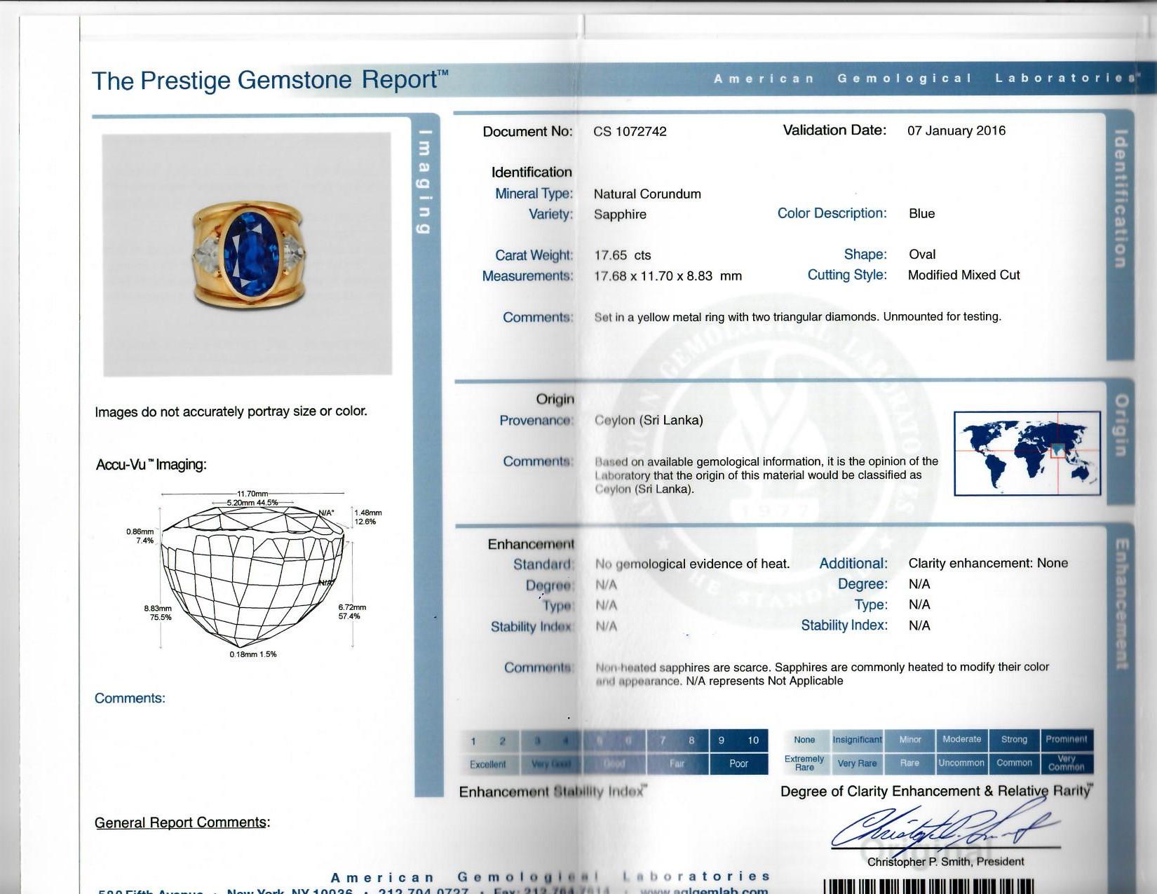 David Webb Sapphire Diamond Ring 17.65ct | Signed Estate Ring