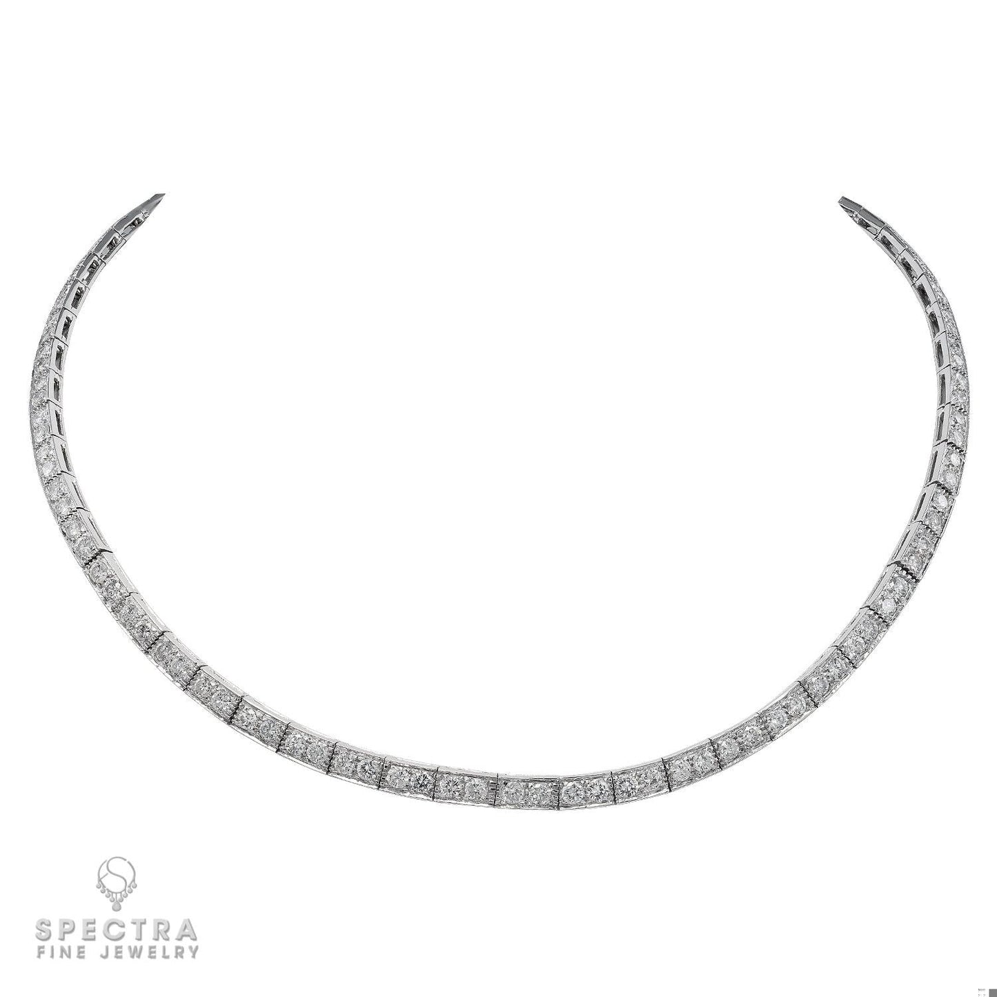 18K White Gold Diamond Necklace - 8.0 Carats Total
