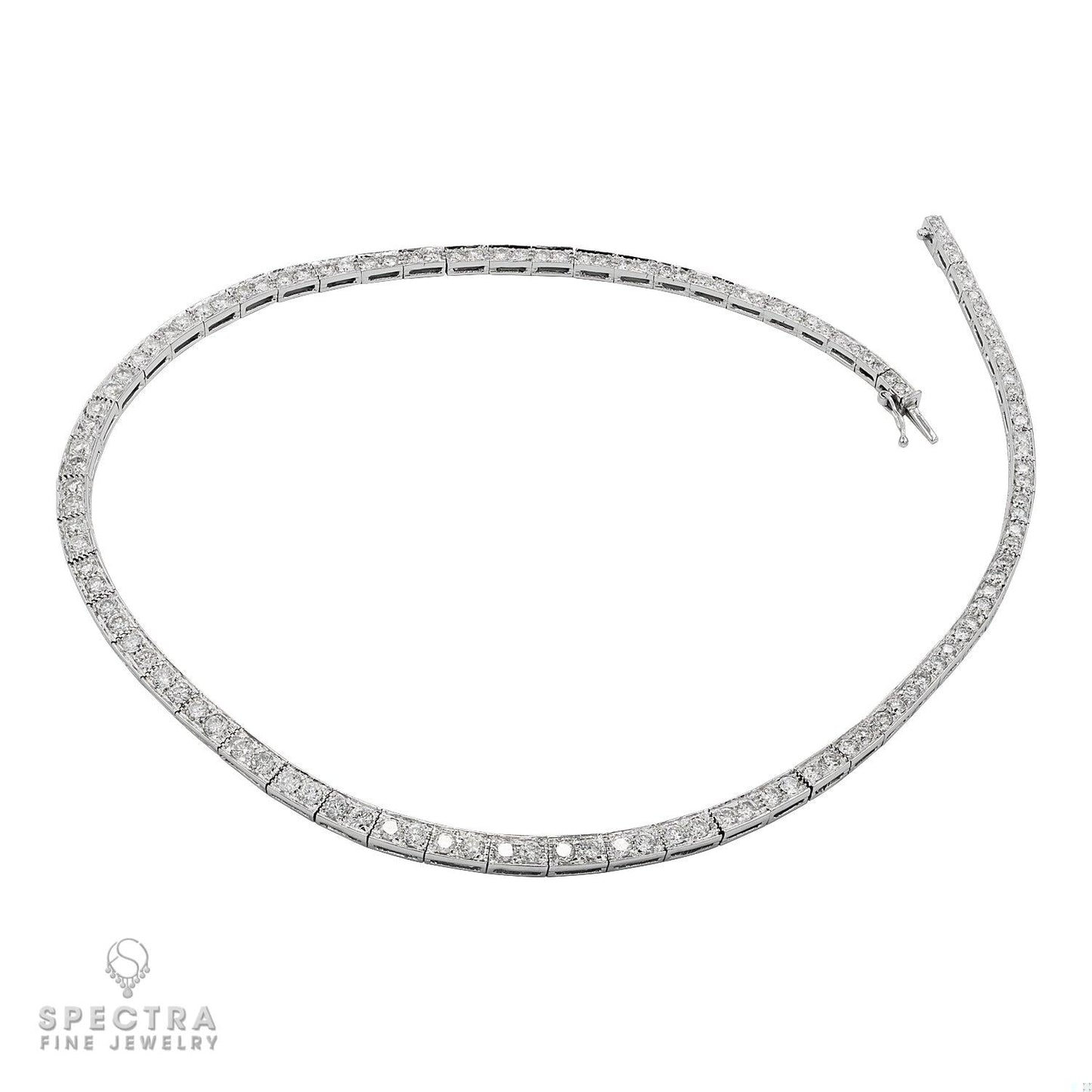 18K White Gold Diamond Necklace - 8.0 Carats Total