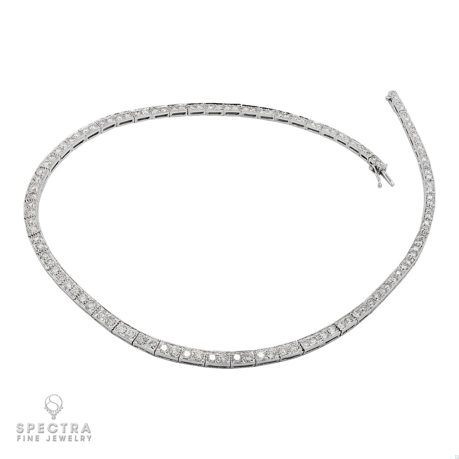 18K White Gold Diamond Necklace - 8.0 Carats Total