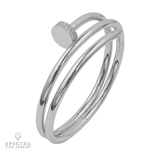 Diamond Nail Bracelet in 18K White Gold – Estate Fine Jewelry