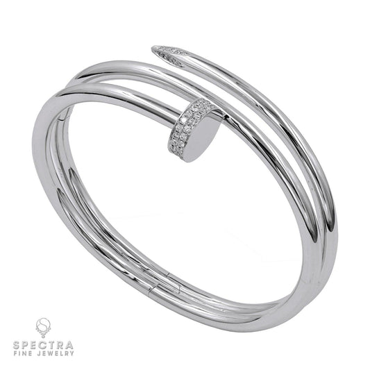 Diamond Nail Bracelet in 18K White Gold – Estate Fine Jewelry