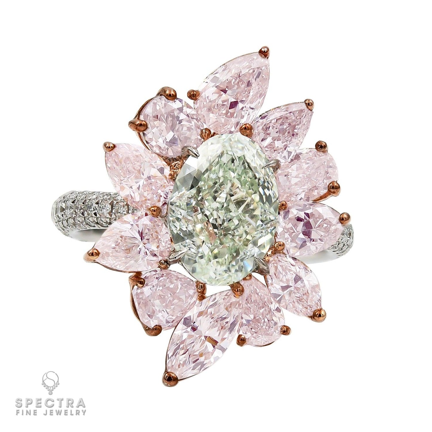 2.56ct Oval Light Green Diamond Cocktail Ring