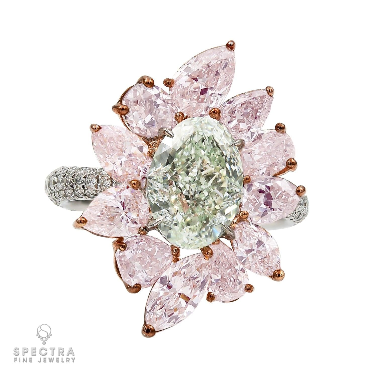 2.56ct Oval Light Green Diamond Cocktail Ring