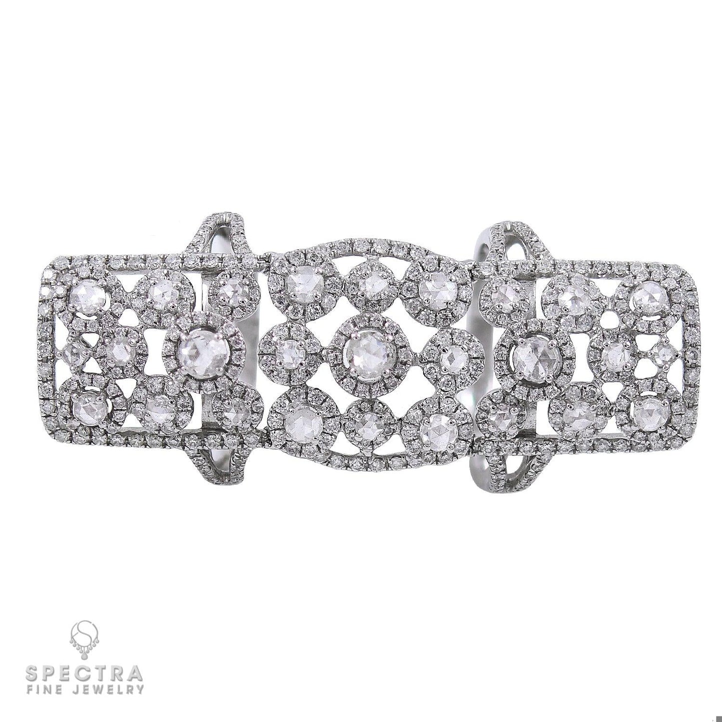 3.00 Carat Diamond 18K White Gold Edwardian-Style Articulated Knuckle Ring