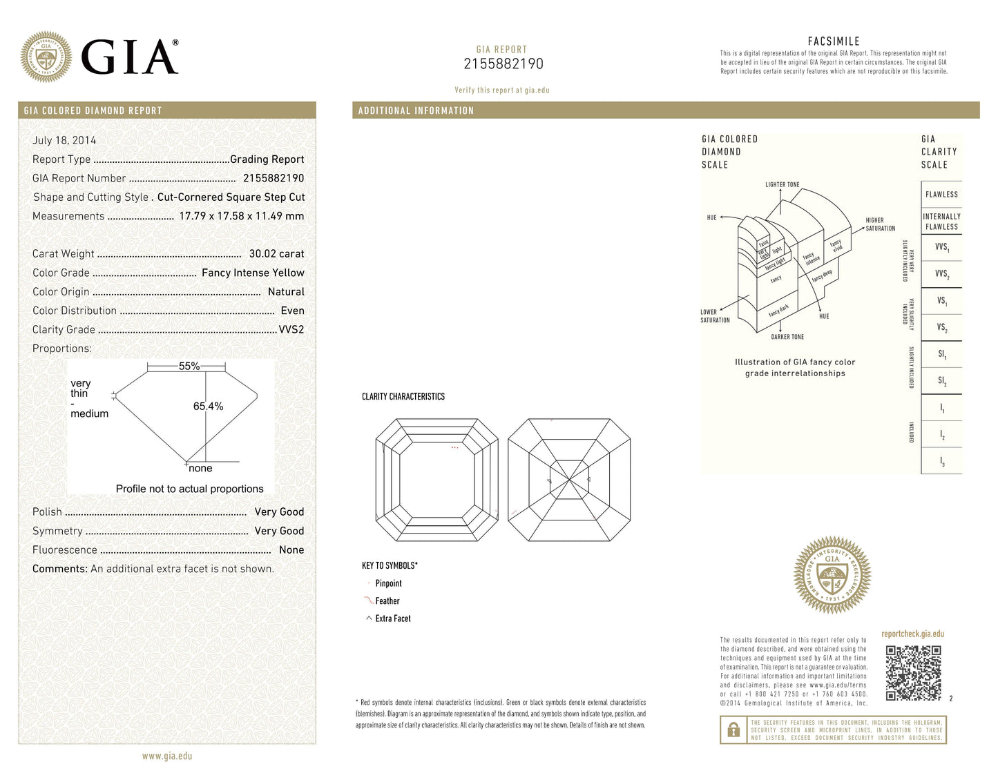 Spectra Fine Jewelry 30.02ct Fancy Intense Yellow Diamond Ring