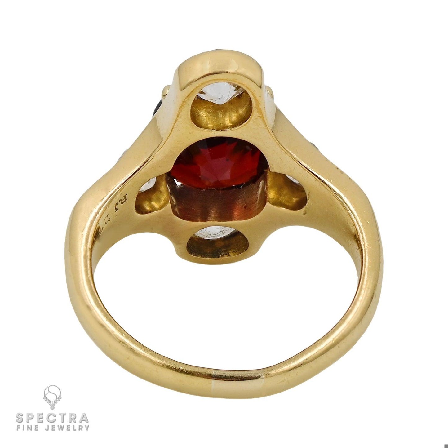 3.60ct Cushion Cut Burma Red Spinel and Diamond Ring