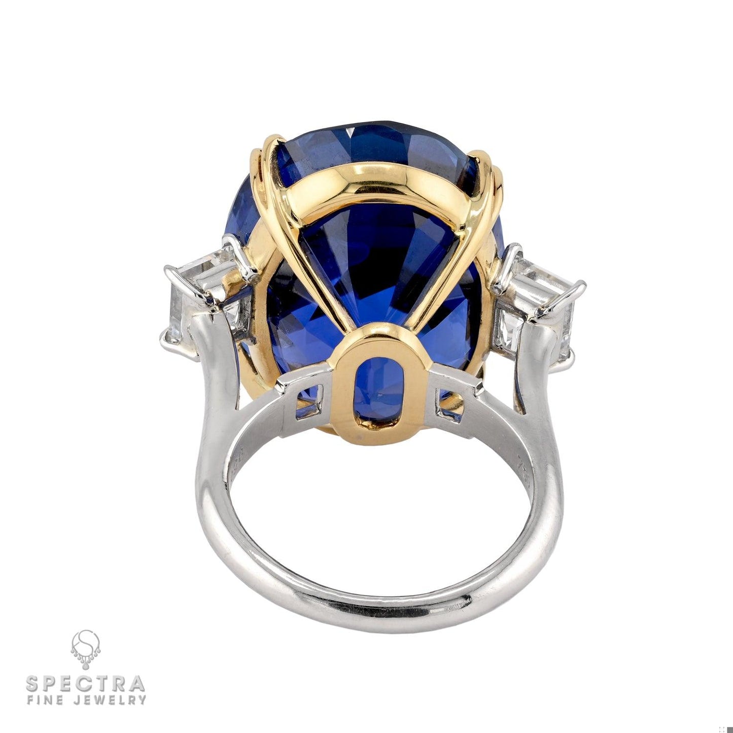 37.84 ct. Oval Ceylon No Heat Sapphire Diamond Ring