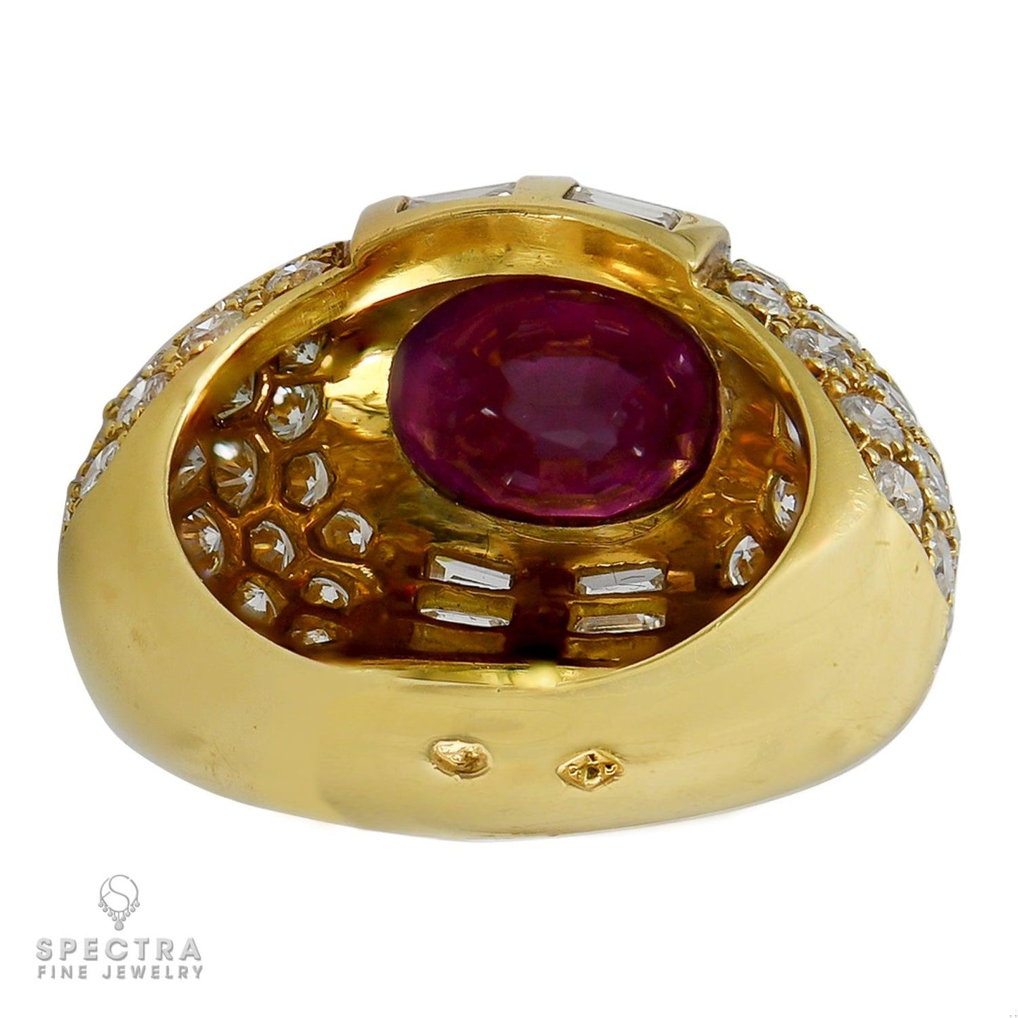 4.0ct. Burma Ruby & Diamond Ring in 18K Yellow Gold