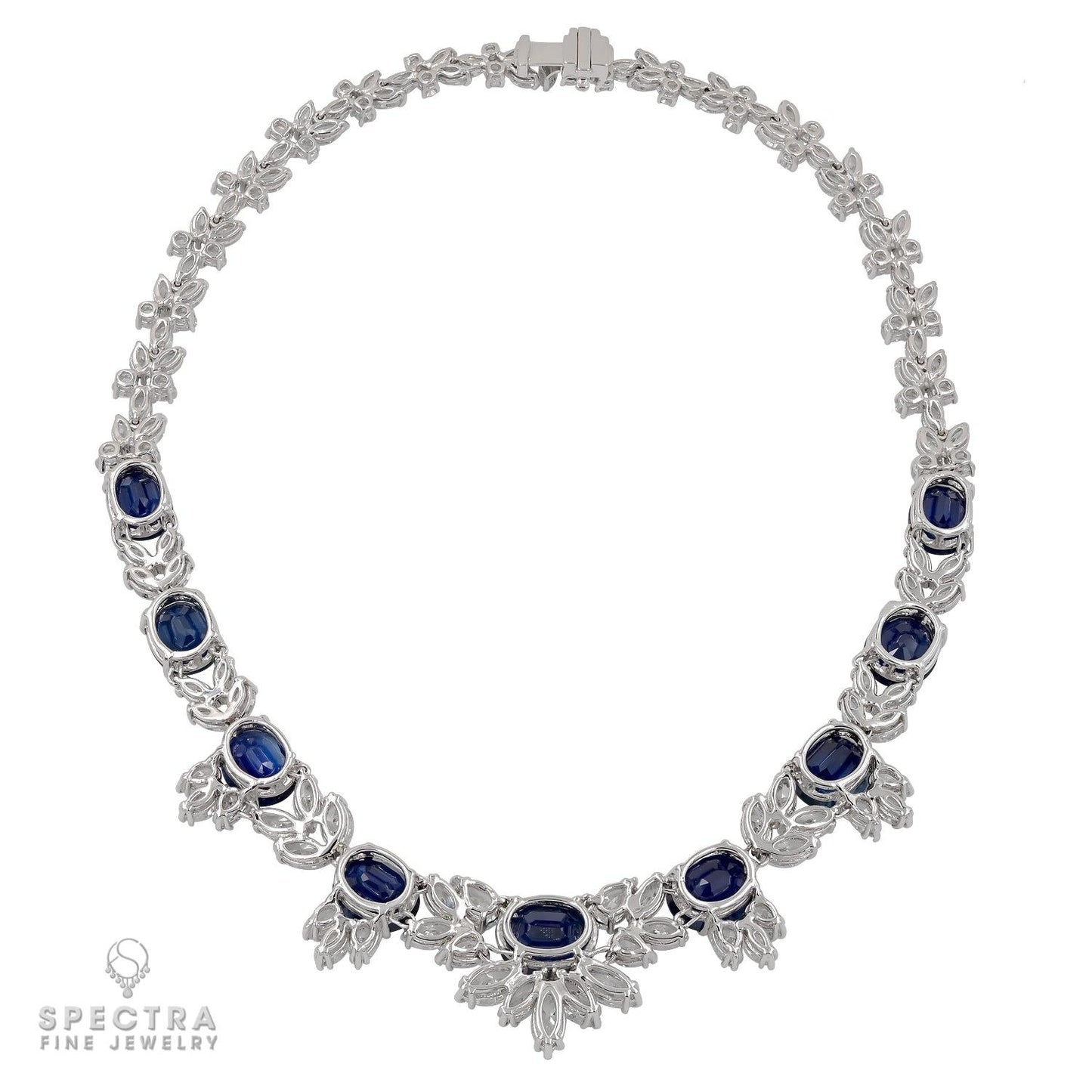 70 cts. Sapphire and Diamond 18K White Gold Necklace