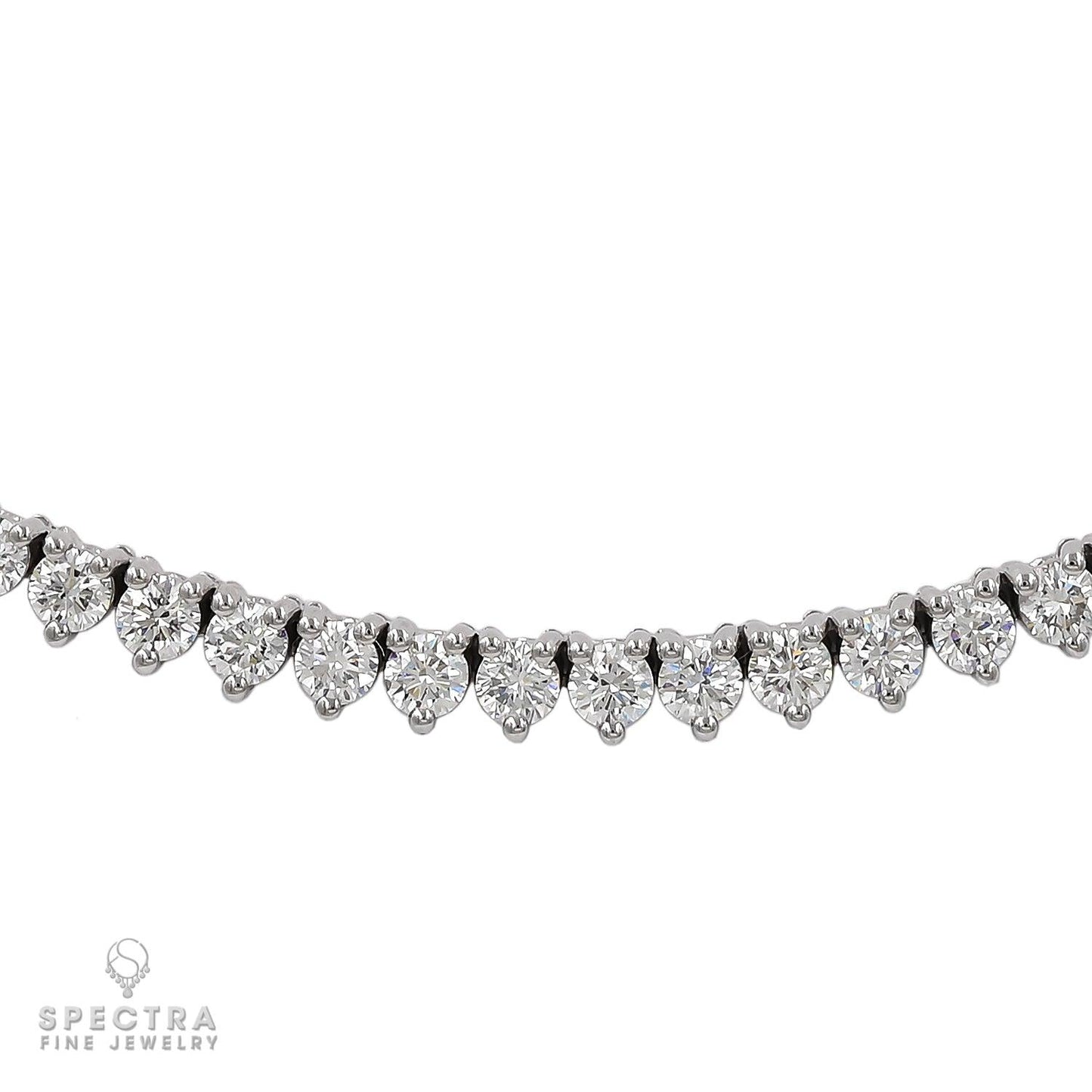 7.89cts Round Diamond Tennis Necklace in 18k White Gold.