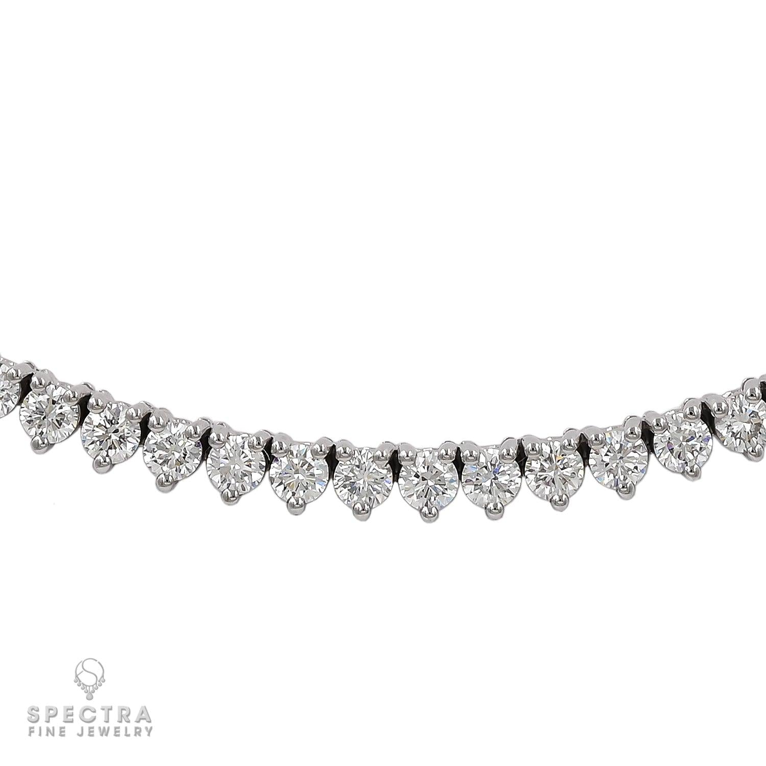 7.89cts Round Diamond Tennis Necklace in 18k White Gold.