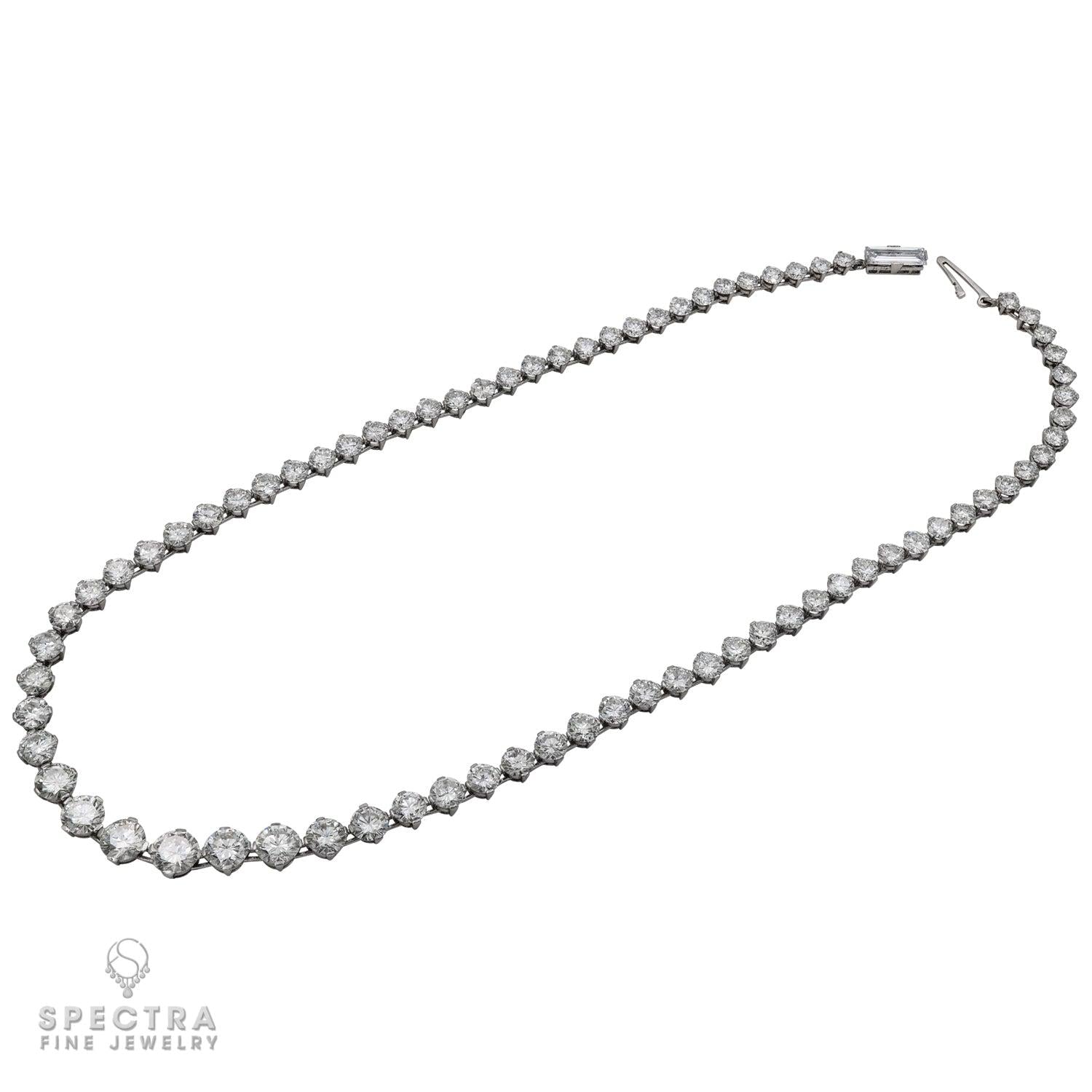 82.70 cts. Vintage Diamond Matinee Riviere Necklace
