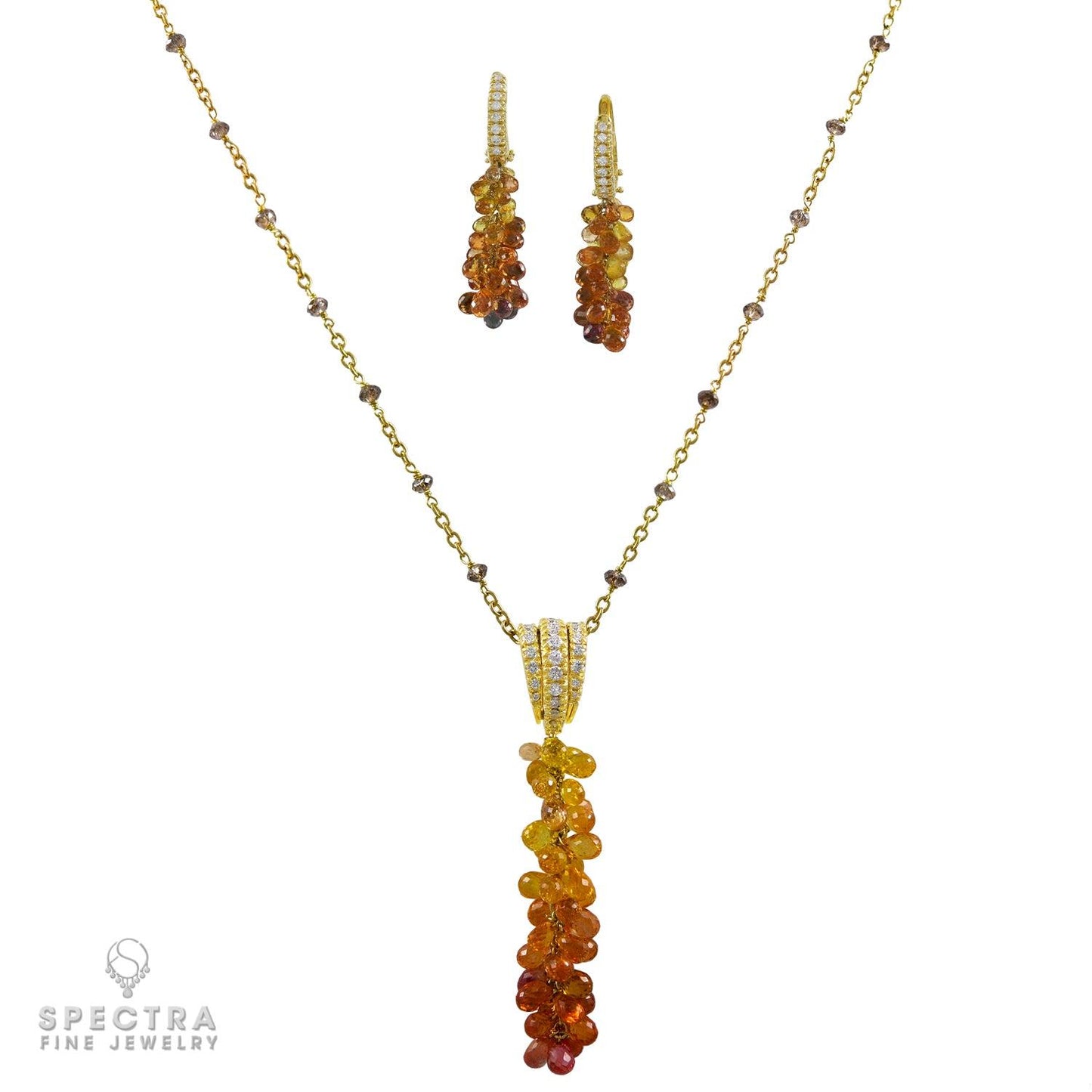 Adamas Milano Diamond Necklace Drop Earrings Demi Parure Suite