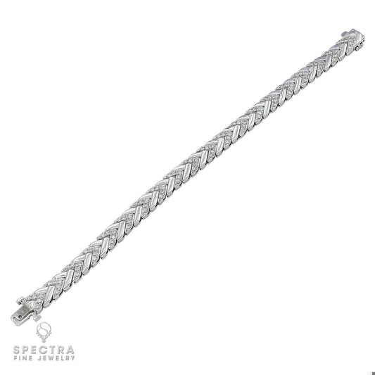 Alternating Diamond Link Bracelet in 14K White Gold – Contemporary Fine Jewelry