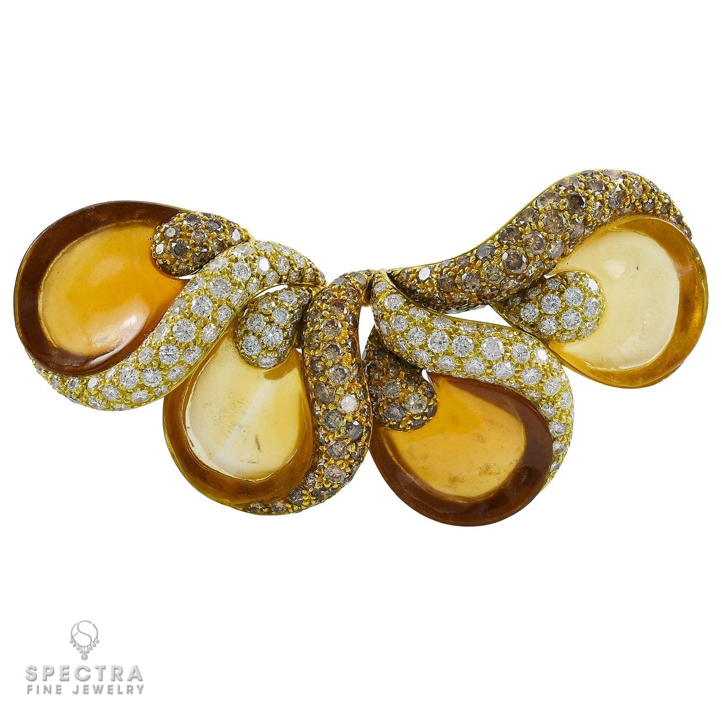 Ambrosi 18K 2Tone Gold Pin: Diamonds, 6.55ct Gemstones