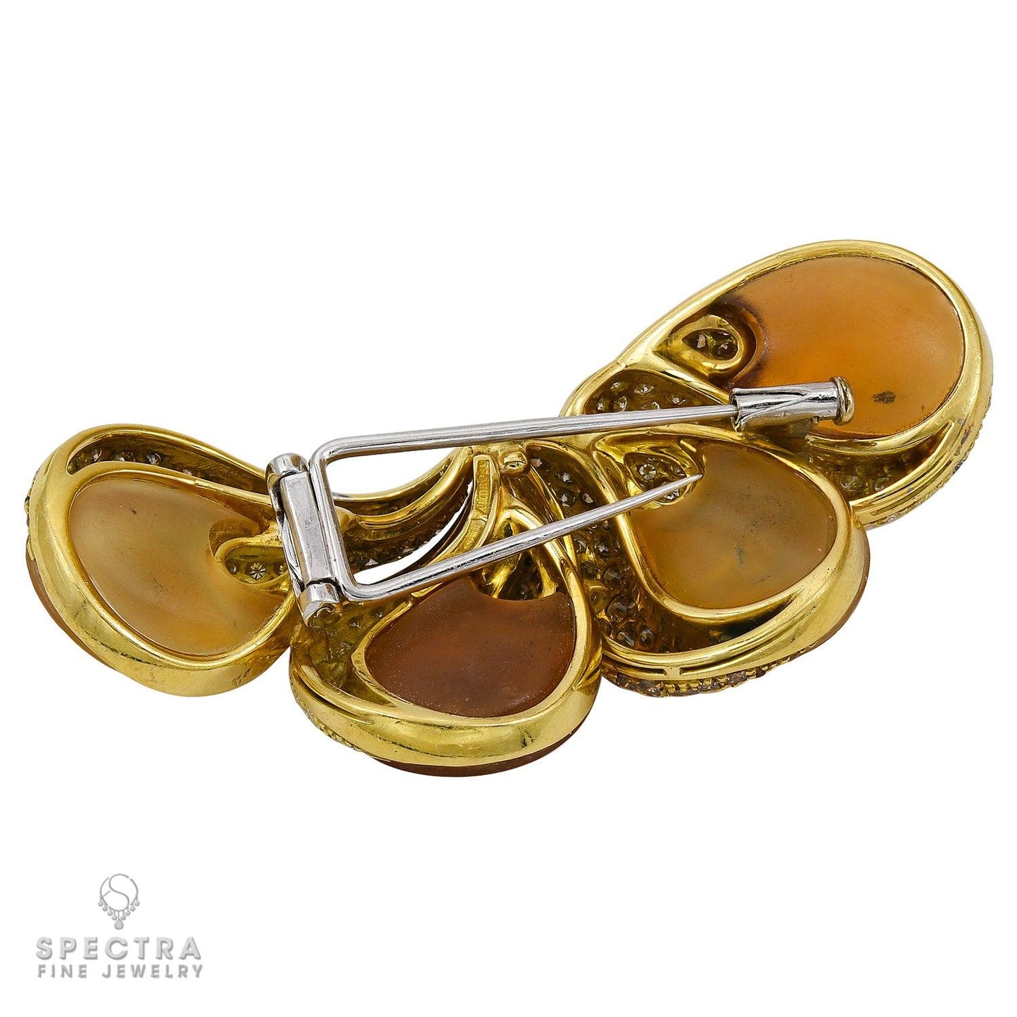 Ambrosi 18K 2Tone Gold Pin: Diamonds, 6.55ct Gemstones