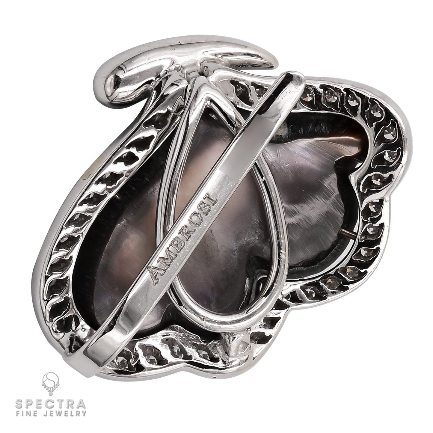Ambrosi Black Mother of Pearl and Diamond Pendant