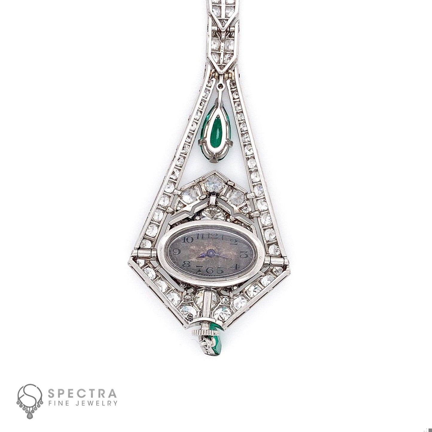 Art Deco Diamond Lavalier Watch Necklace