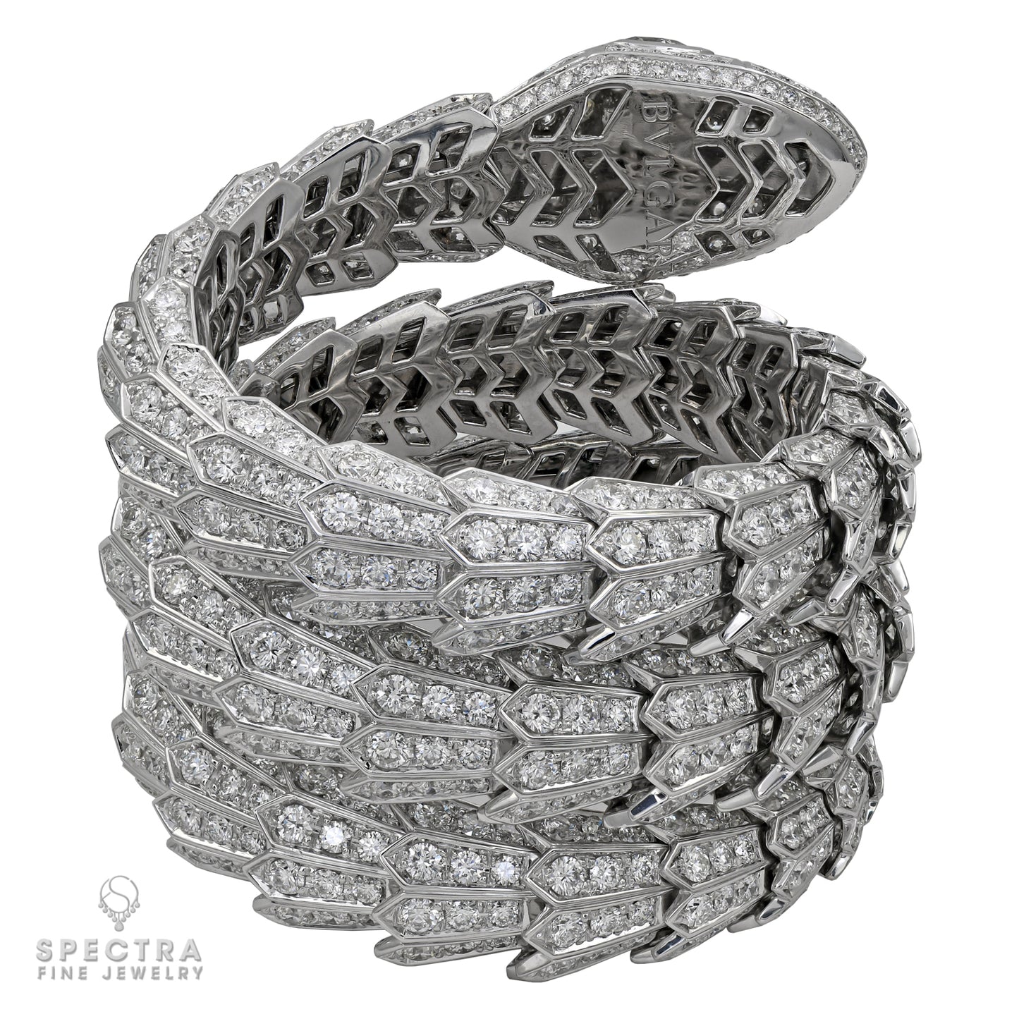 Bulgari Diamond and 18kt White Gold Snake Bracelet
