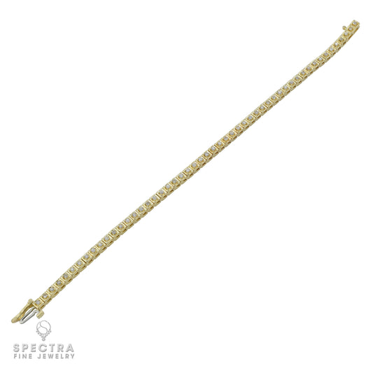 Contemporary Yellow Gold Diamond Gold Tennis Bracelet 1.56ct