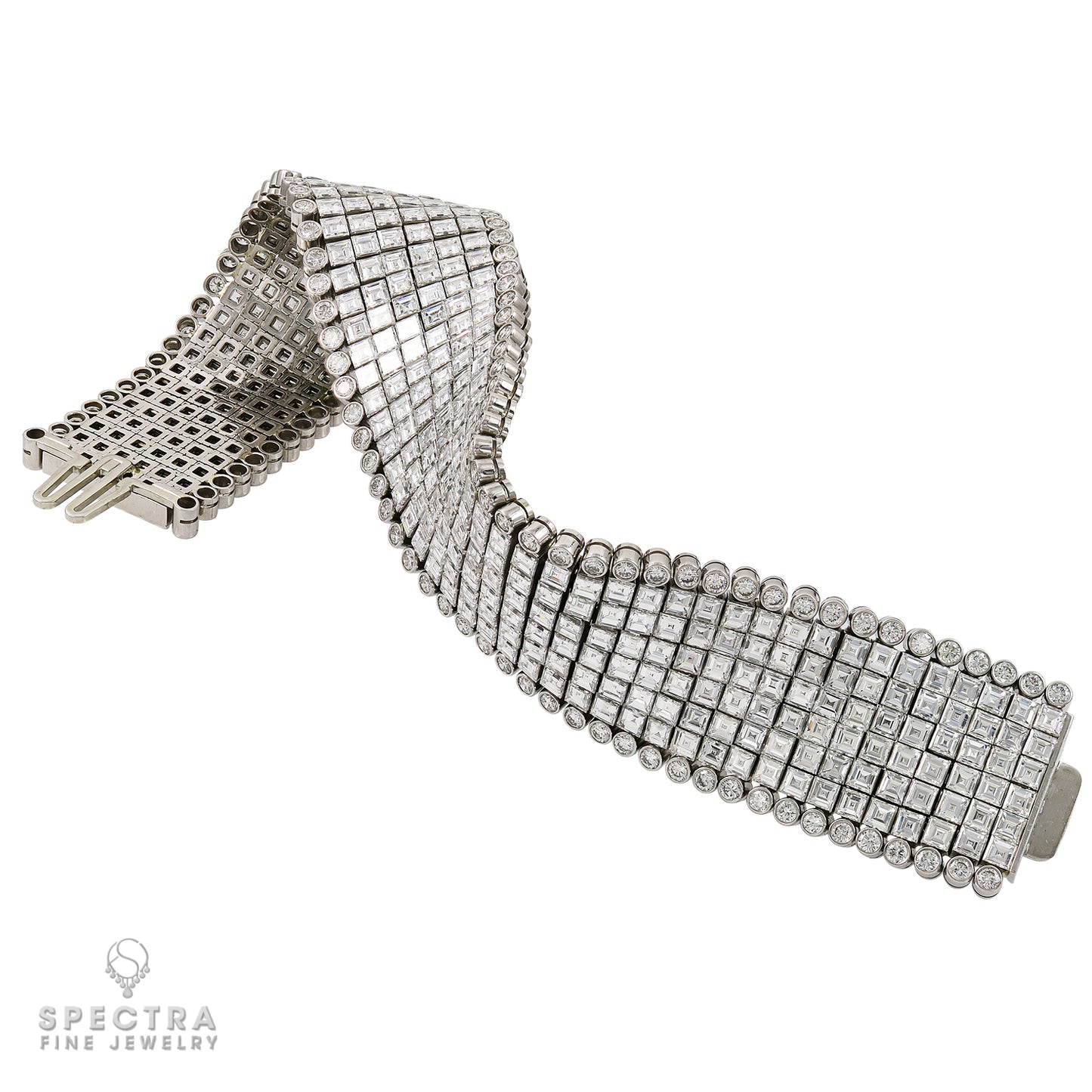 Oscar Heyman Invisibly Set Diamond and Platinum Bracelet