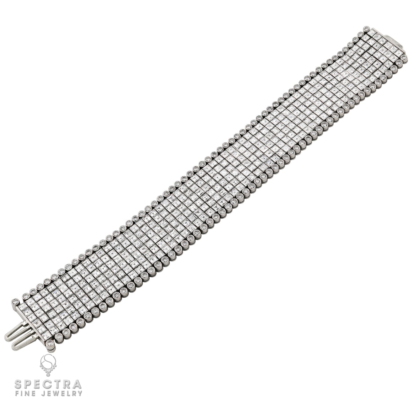 Oscar Heyman Invisibly Set Diamond and Platinum Bracelet