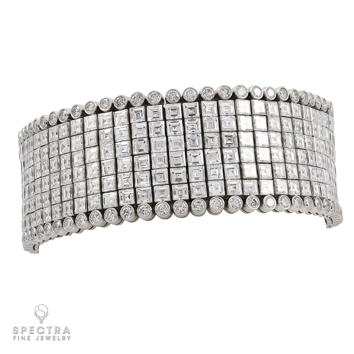 Oscar Heyman Invisibly Set Diamond and Platinum Bracelet