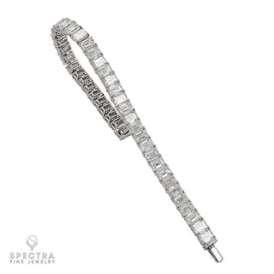 29.28 Carats Emerald Cut Diamond Tennis Bracelet by Spectra Fine Jewelry