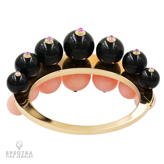 Cartier Pink Opal, Onyx, Diamond Bangle Bracelet