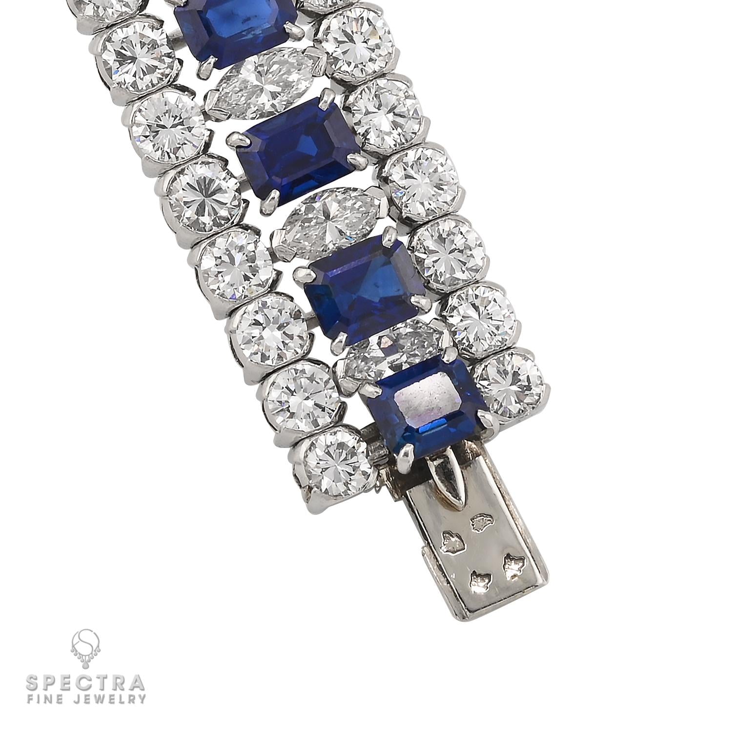 Van Cleef & Arpels Sapphire & Diamond Bracelet in Platinum – 28 ct Total