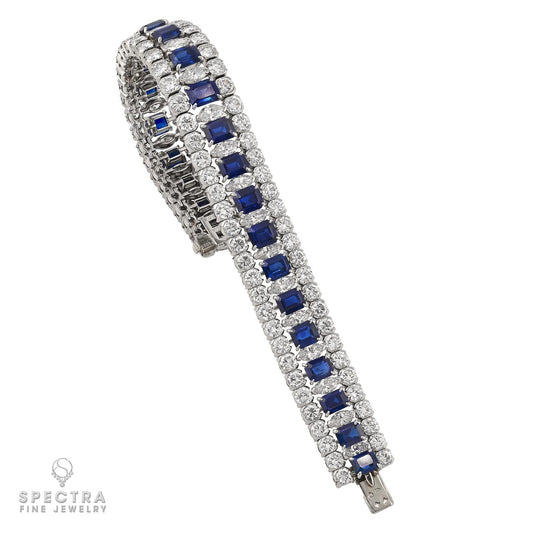 Van Cleef & Arpels Sapphire & Diamond Bracelet in Platinum – 28 ct Total