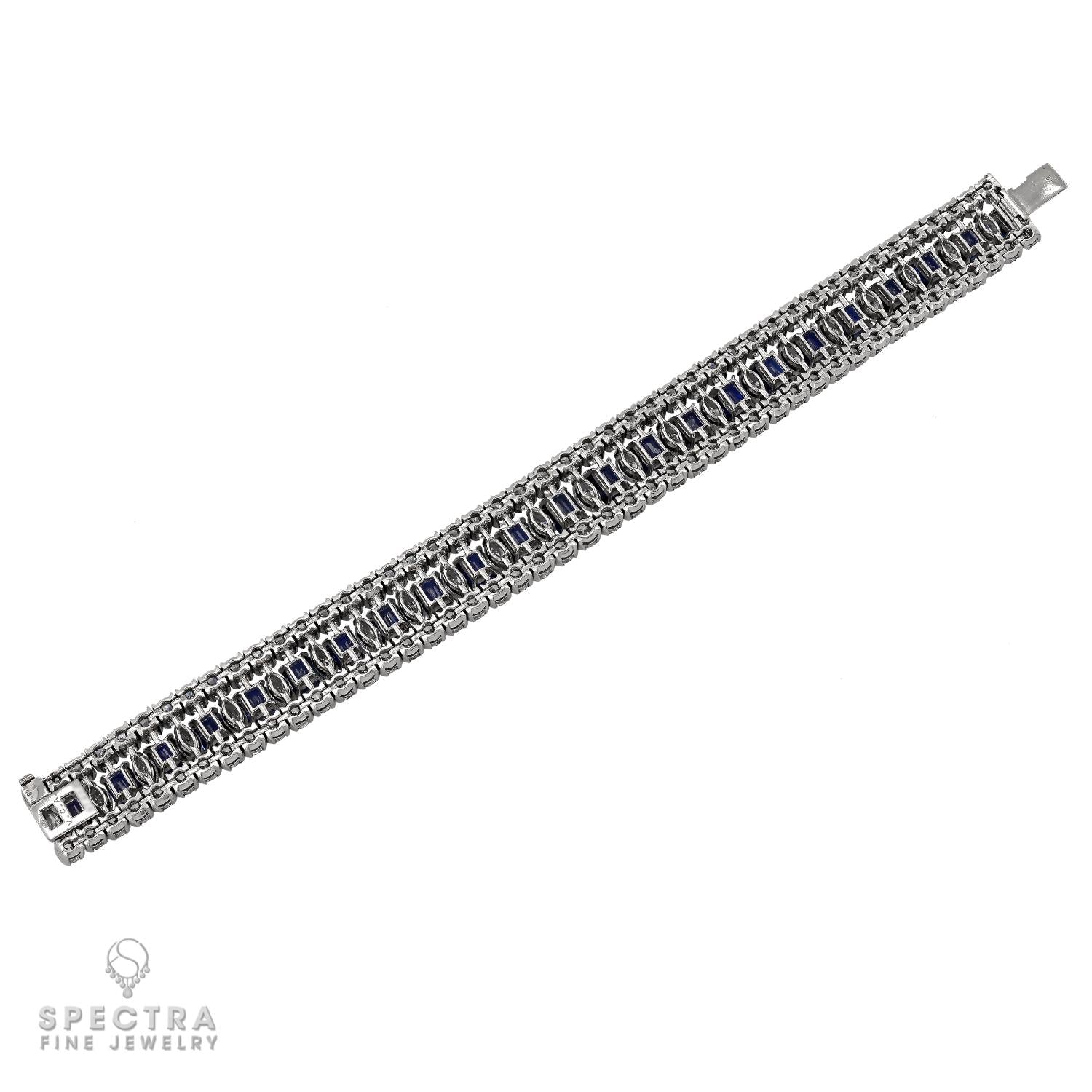 Van Cleef & Arpels Sapphire & Diamond Bracelet in Platinum – 28 ct Total