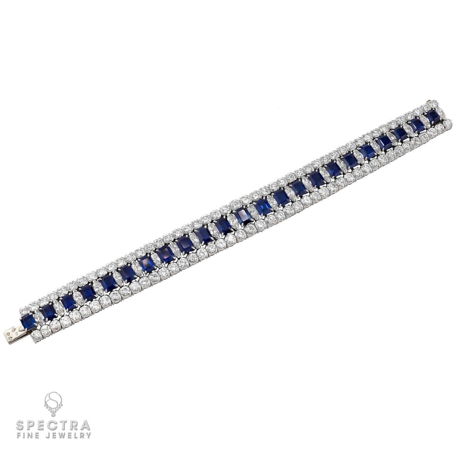 Van Cleef & Arpels Sapphire & Diamond Bracelet in Platinum – 28 ct Total