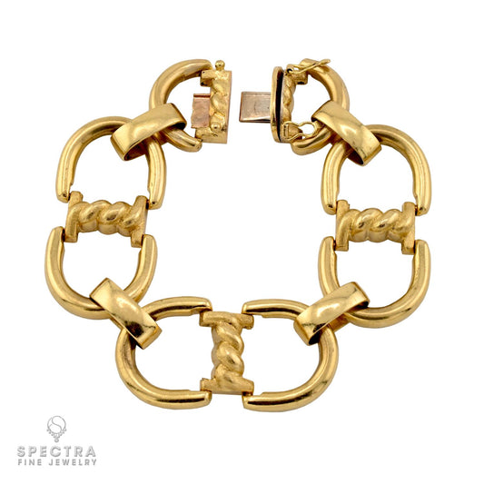 Estate 18K Yellow Gold Door Knocker Link Bracelet – Fine Jewelry