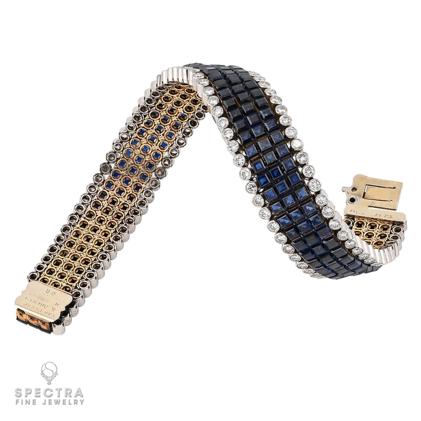 Van Cleef & Arpels Mystery Set Sapphire & Diamond Bracelet, French Maker's Mark