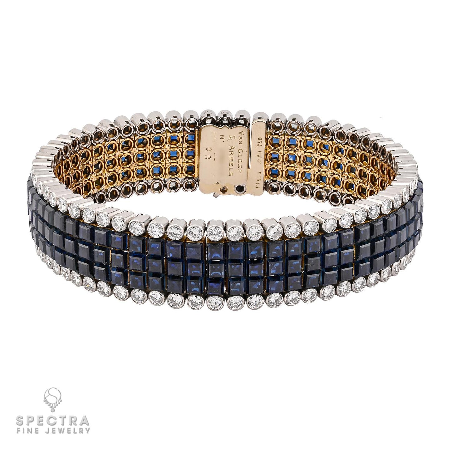 Van Cleef & Arpels Mystery Set Sapphire & Diamond Bracelet, French Maker's Mark