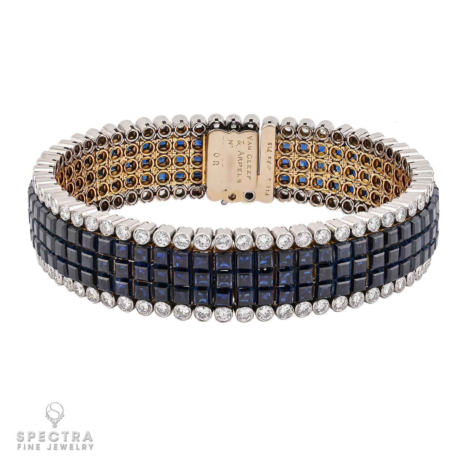 Van Cleef & Arpels Mystery Set Sapphire and Diamond Bracelet – Signed Jewelry