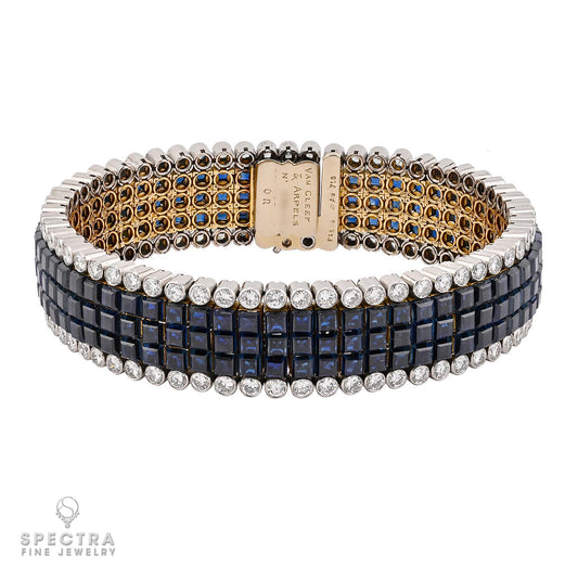 Van Cleef & Arpels Mystery Set Sapphire and Diamond Bracelet – Signed Jewelry