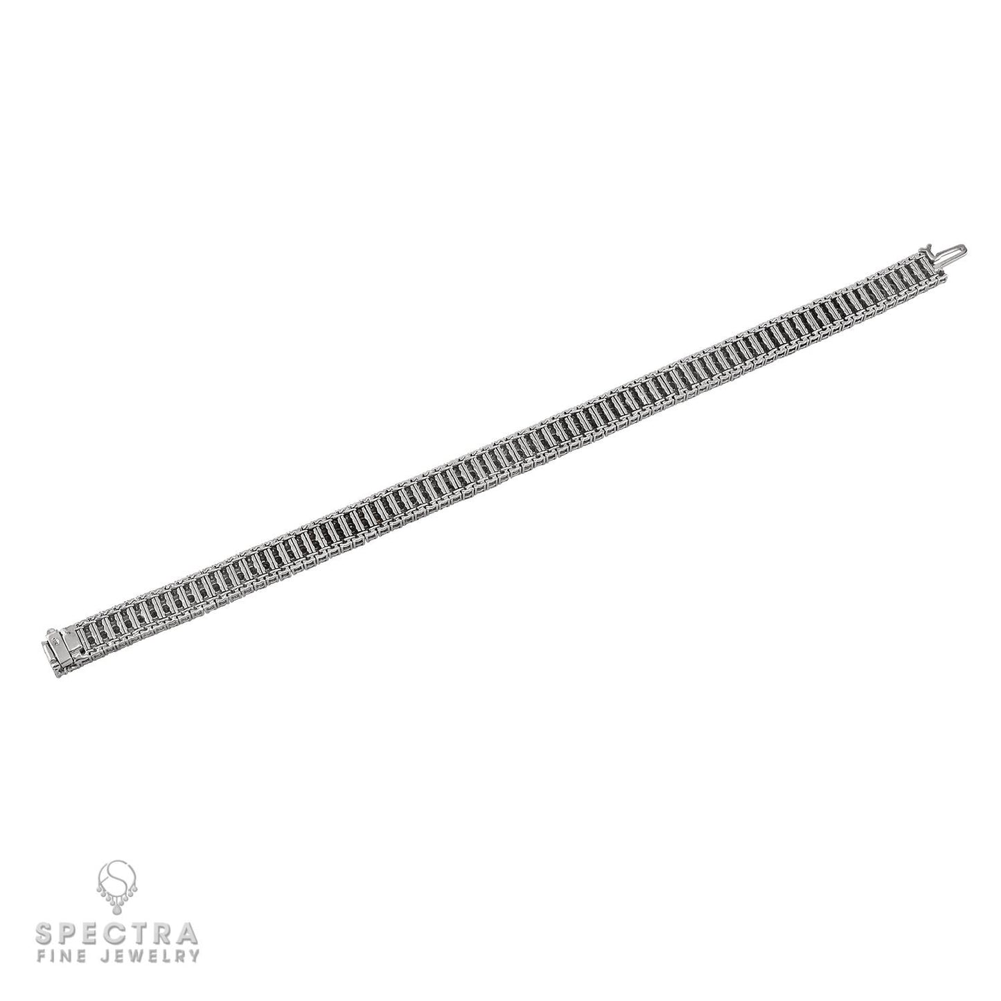 3-Row Diamond Bracelet in 18K White Gold, 16.0 Carats