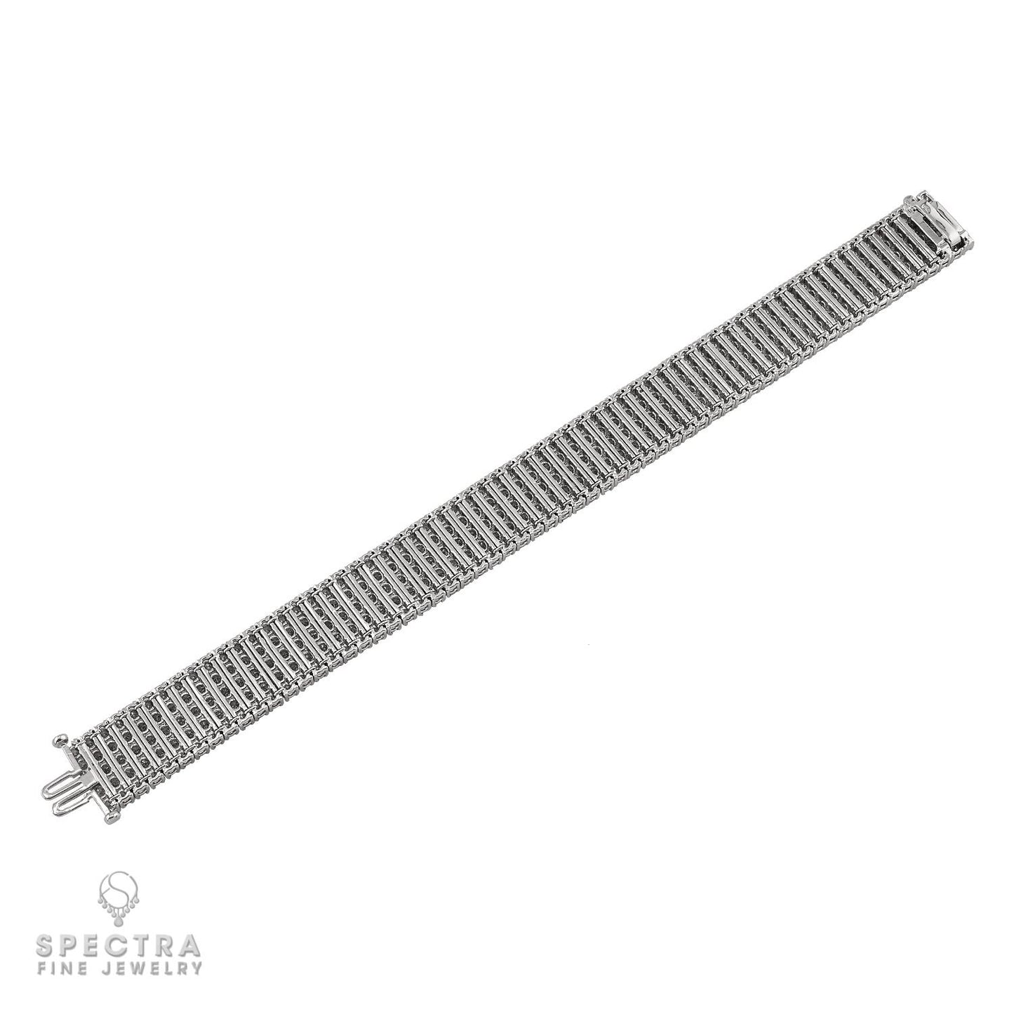 5-Row Diamond Bracelet in 18K White Gold, 32.0 Carats