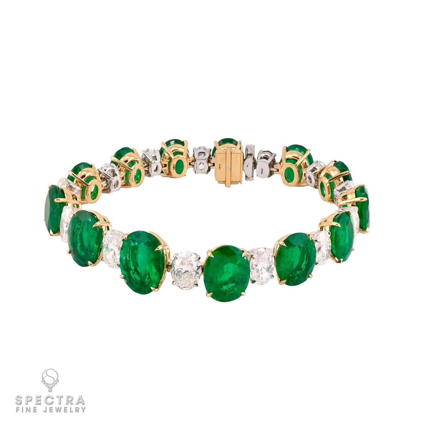 36.27 cts. Colombian Emerald & Diamond Bracelet in 18K Gold