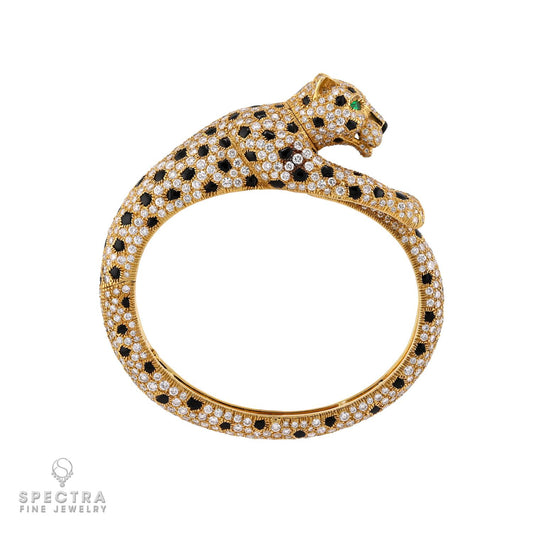 Cartier Panthère Diamond, Onyx & Emerald Bangle