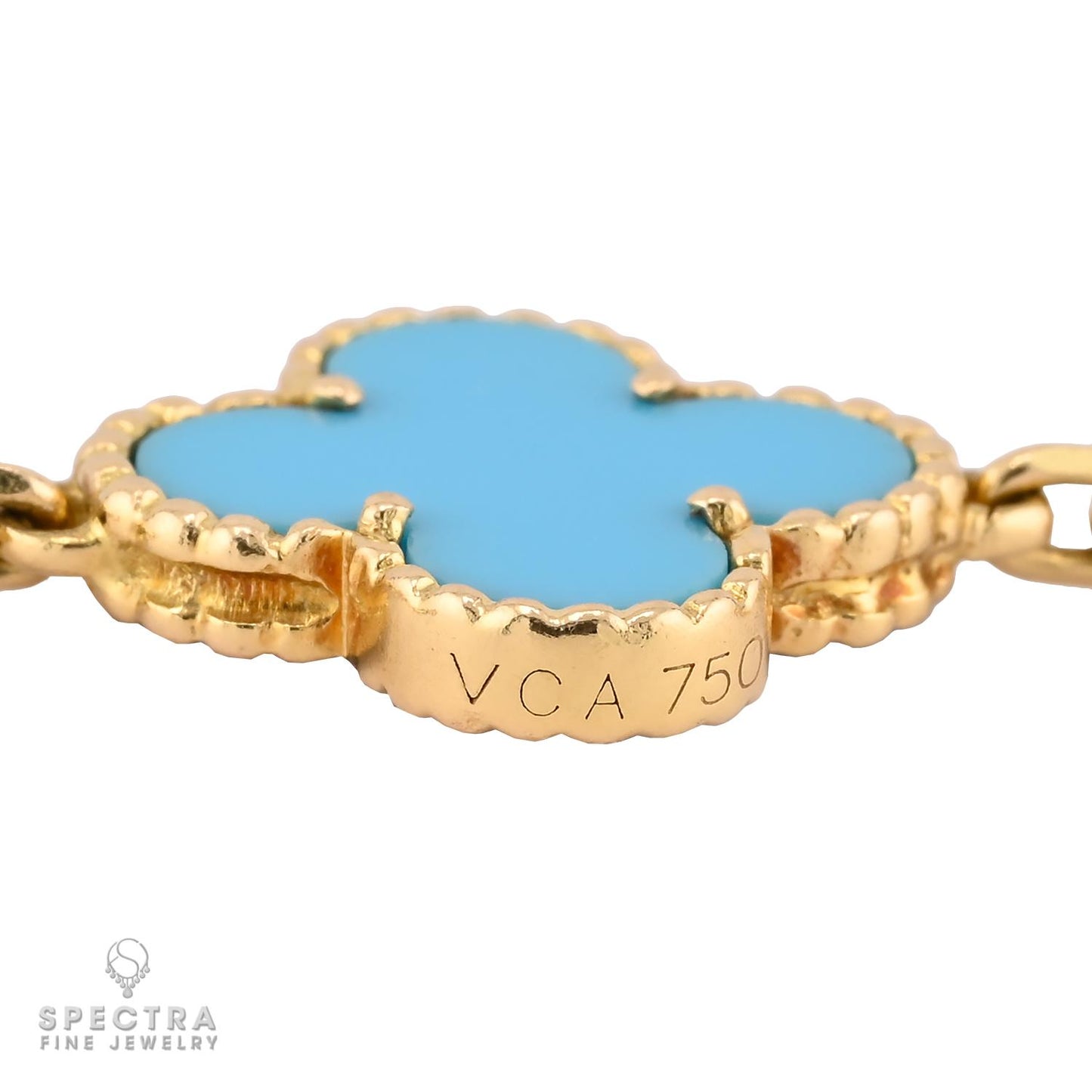 Van Cleef & Arpels 5-Motif Turquoise Alhambra Bracelet in 18K Yellow Gold