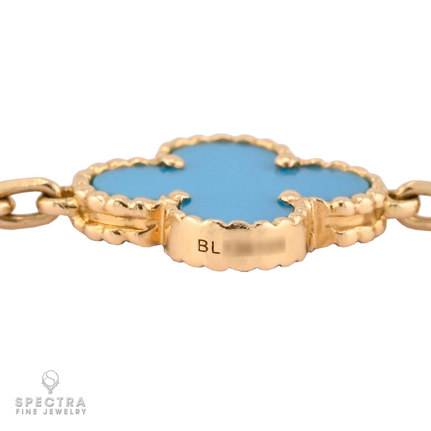 Van Cleef & Arpels 5-Motif Turquoise Alhambra Bracelet in 18K Yellow Gold