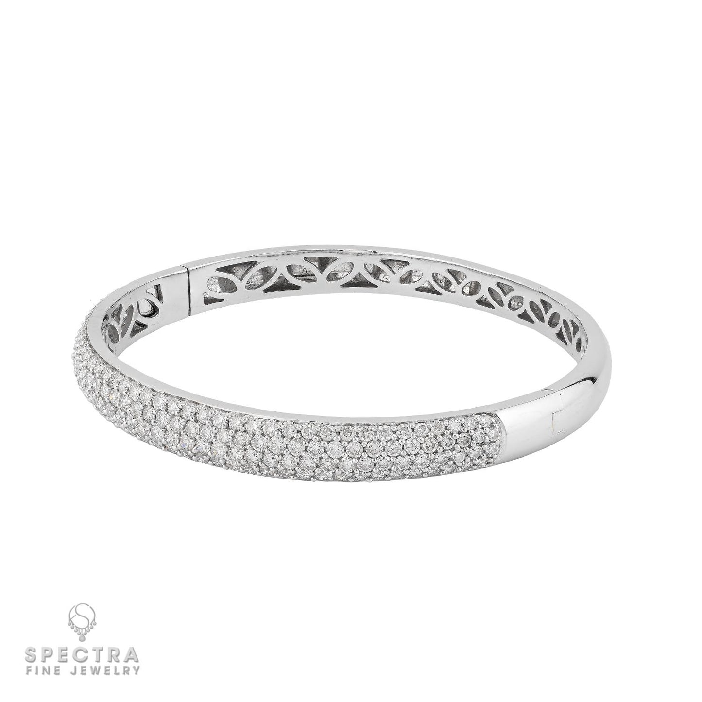 Half-Pave Diamond Bangle in 18K White Gold (3.10 ct)