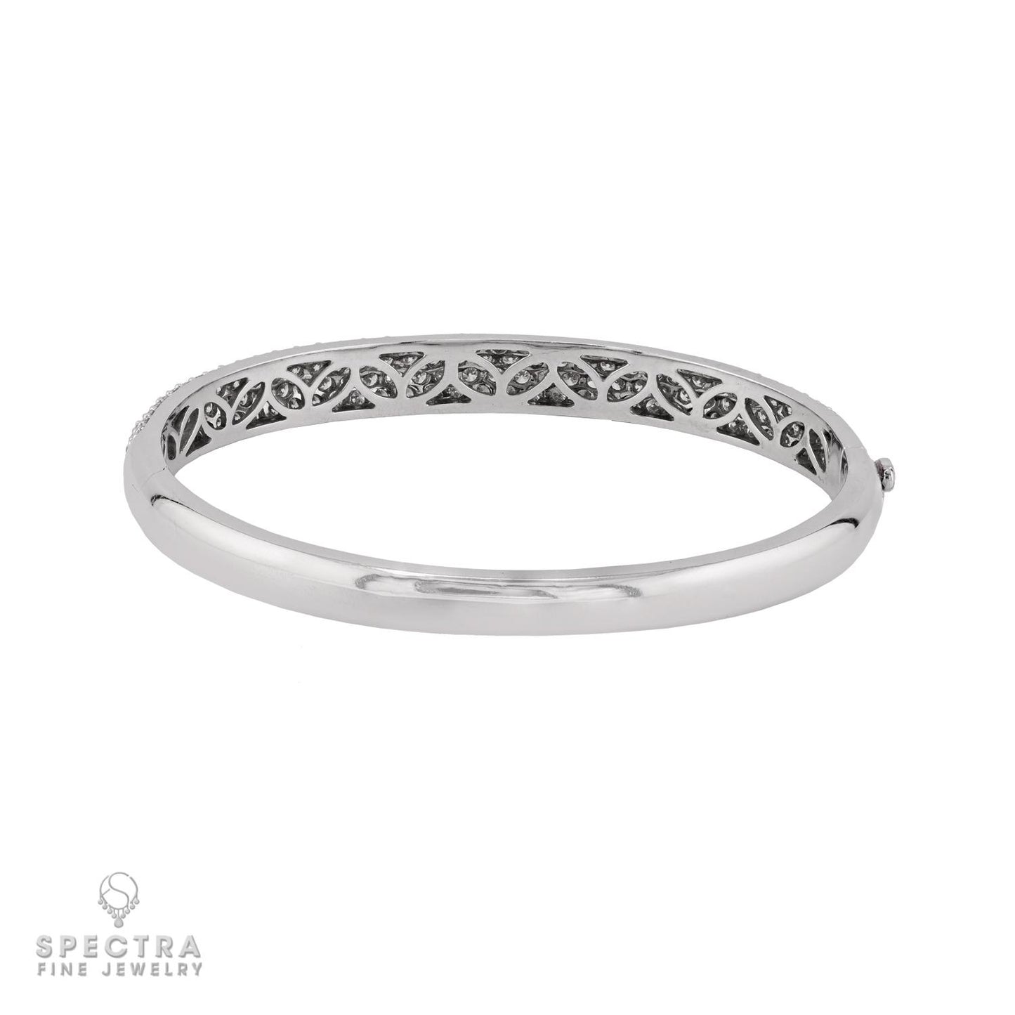 Half-Pave Diamond Bangle in 18K White Gold (3.10 ct)
